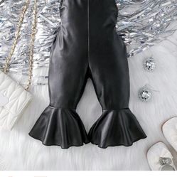 Black fox leather overall jumpsuit 18-24 Months