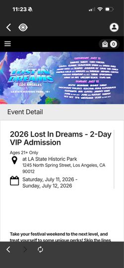 Lost in dreams vip ticket