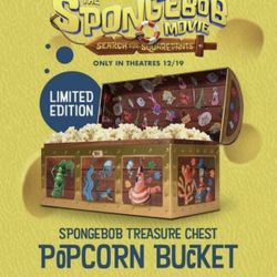 IN HAND SpongeBob Movie Cinemark Treasure Chest Popcorn Bucket SHIPS TODAY