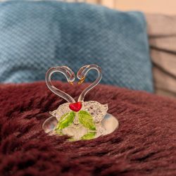 Glass Swan Figurine With Heart