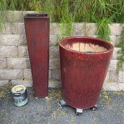 Extra Large Big Giant Ceramic Red Pot ON RIGHT!