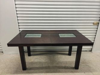 Modern Espresso Counter Height Dining Table 60x44 with Glass Inserts