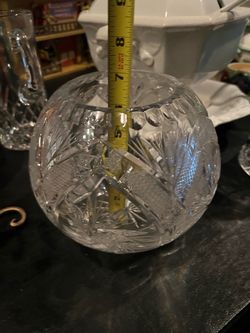 Cut Crystal Round Rose Bowl Vase