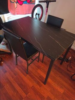 Black  Dining Table with two chairs