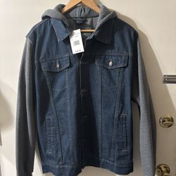 BRAND NEW W/TAGS MENS ORIGINAL DELUXE SUPPLY HOODIE JEANS JACKET - SIZE LARGE
