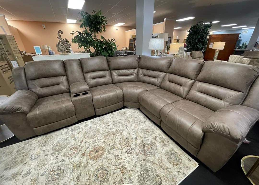 Ravenel Fossil  Power Reclining Sectional Sofa Couch 