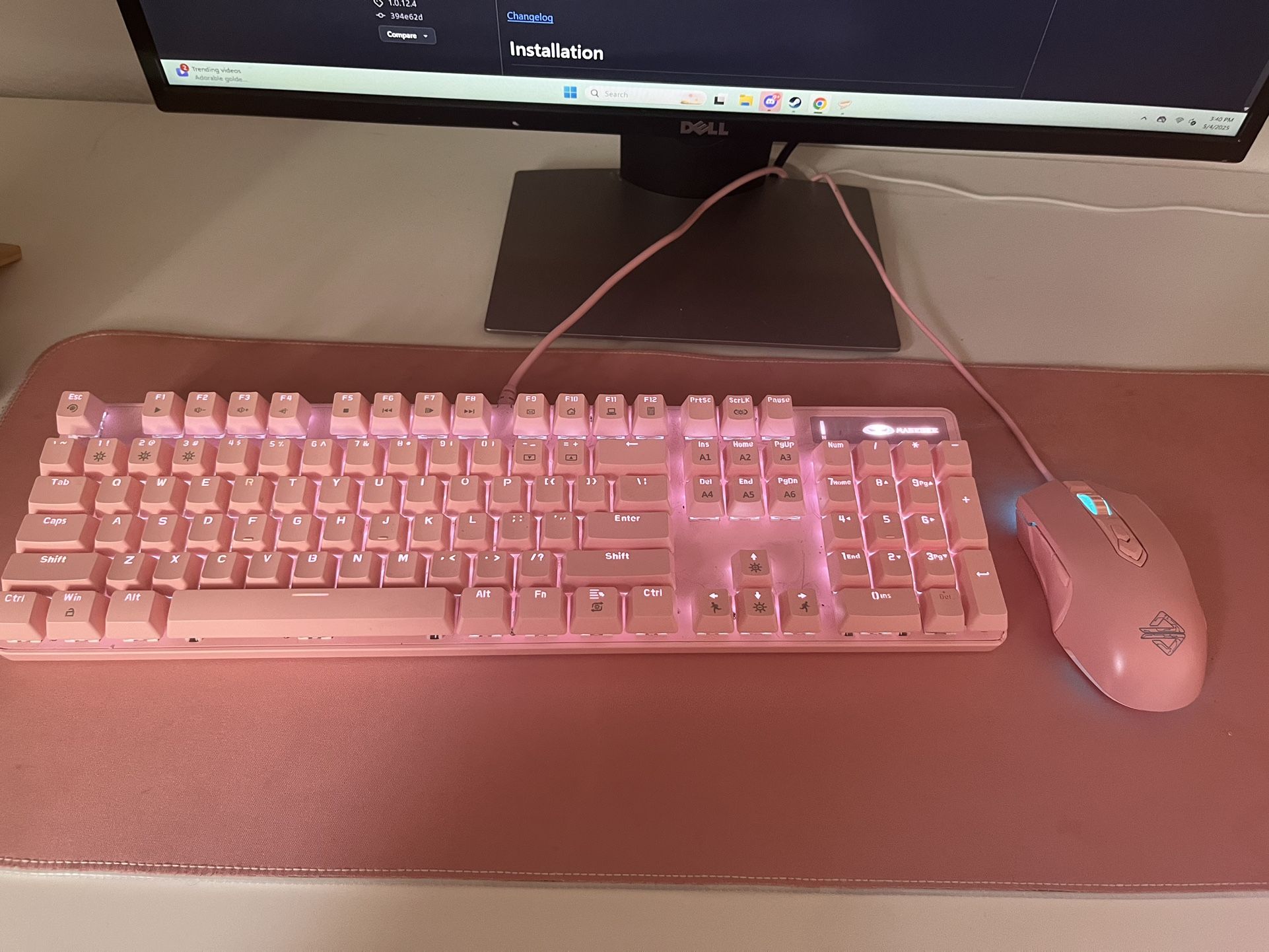 Pink Gaming Keyboard And Mouse