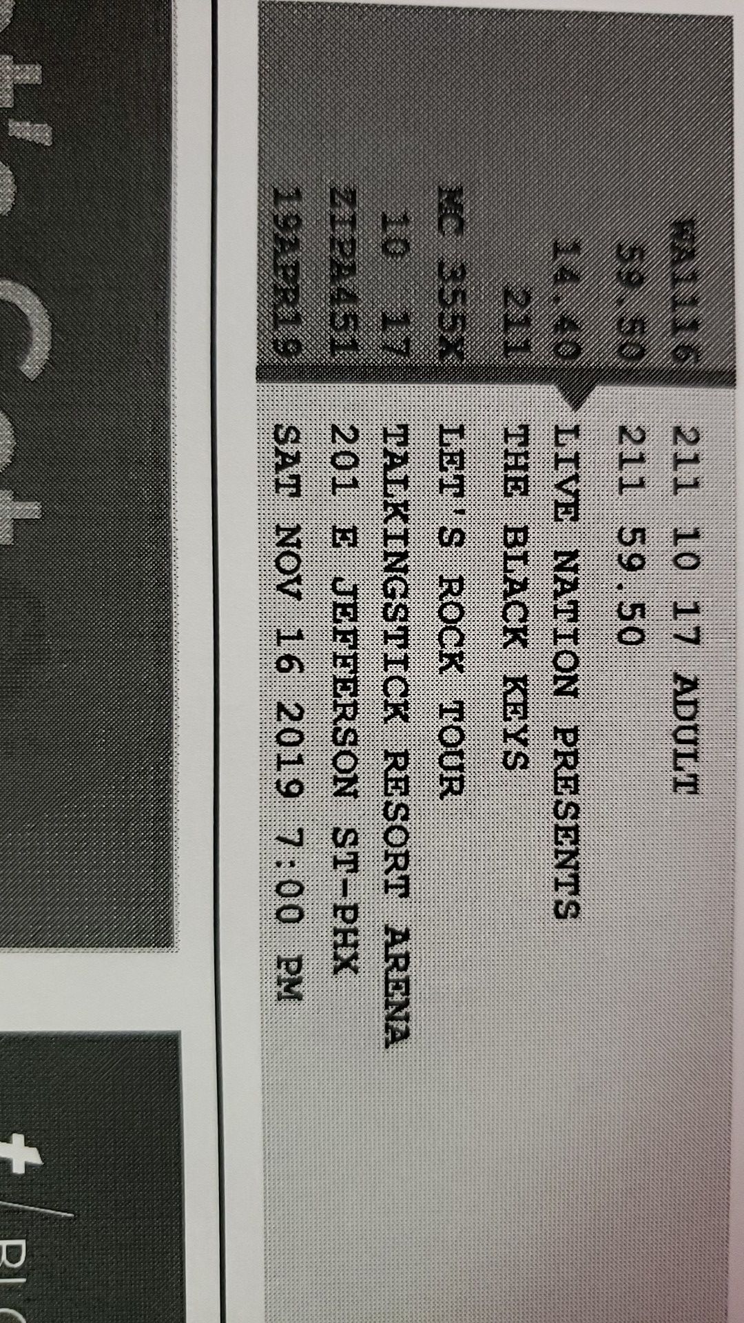 2 Tickets to the black keys let's rock tour