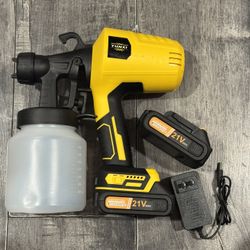 wireless paint sprayer gun with 2 batteries 21v and charger