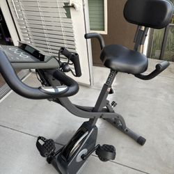 Adjustable and Foldable Stationary Exercise Bike with Resistance Bands, Heart Rate Monitor, Digital Display