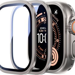 Brand New Unopened    Uyiton for Apple Watch Ultra 3/2/1 Screen Protector - Titanium Alloy Frame & 9H Tempered Glass, Military Protection [Keep Origin