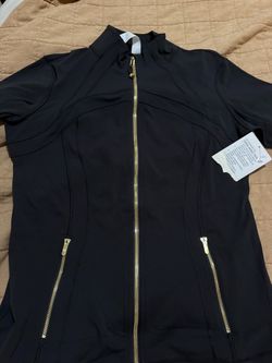 Black Athletic Zip-Up Jacket with Gold Zippers