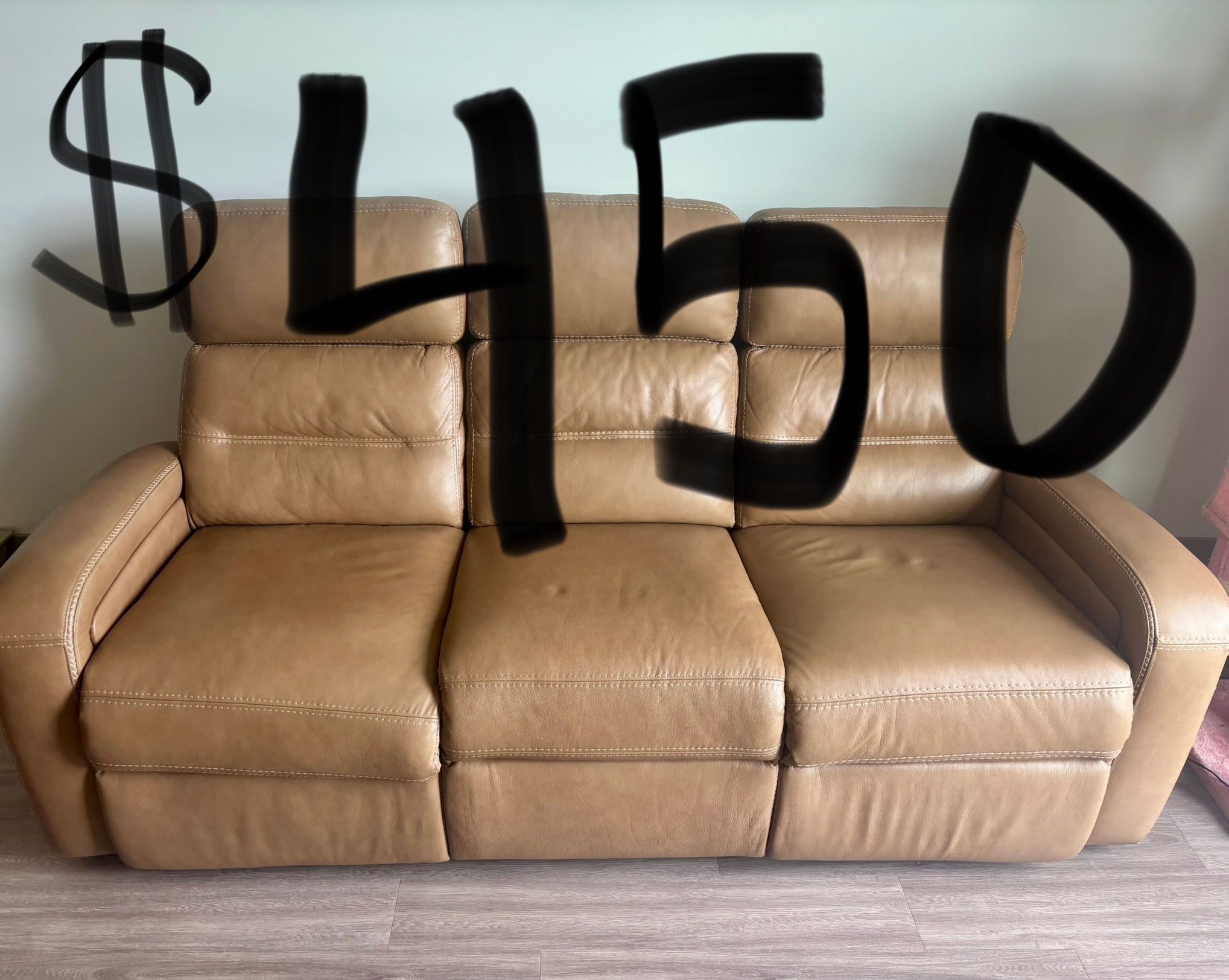 Leather Reclining Sofa $450