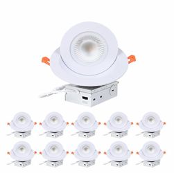 ZYC Gimbal LED Recessed Lighting - 6 Inch, 5CCT, 12W, 10 Pack