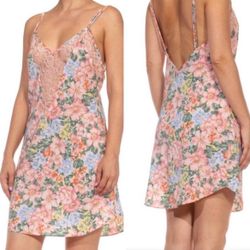 Vintage Victoria's Secret Gold Label Nightgown Chemise Floral Satin Lace Slip- Sz M 