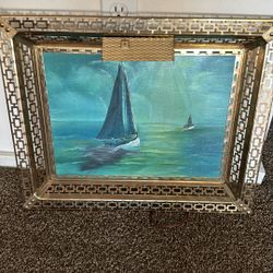 Vintage Brass Art Frame w/ Light