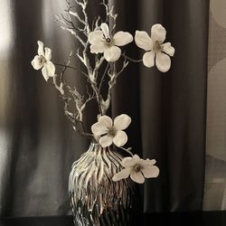 Silver Vase With Swirl Design 