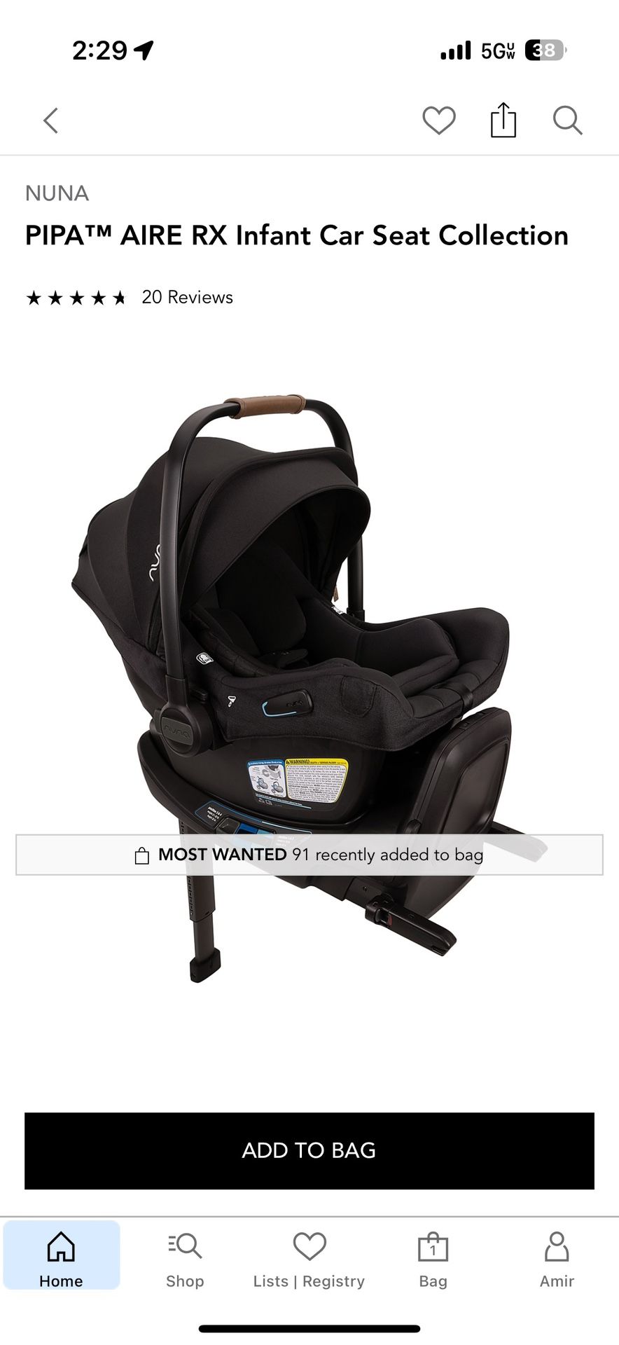 Nuna PIPA™ AIRE RX Infant Car Seat