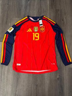 Spain Home Lamine Yamal #19 World Cup Long Sleeve Player Version Jersey 2 Stars