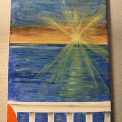 Beach Sunset Oil Painting 8x12 Canvas