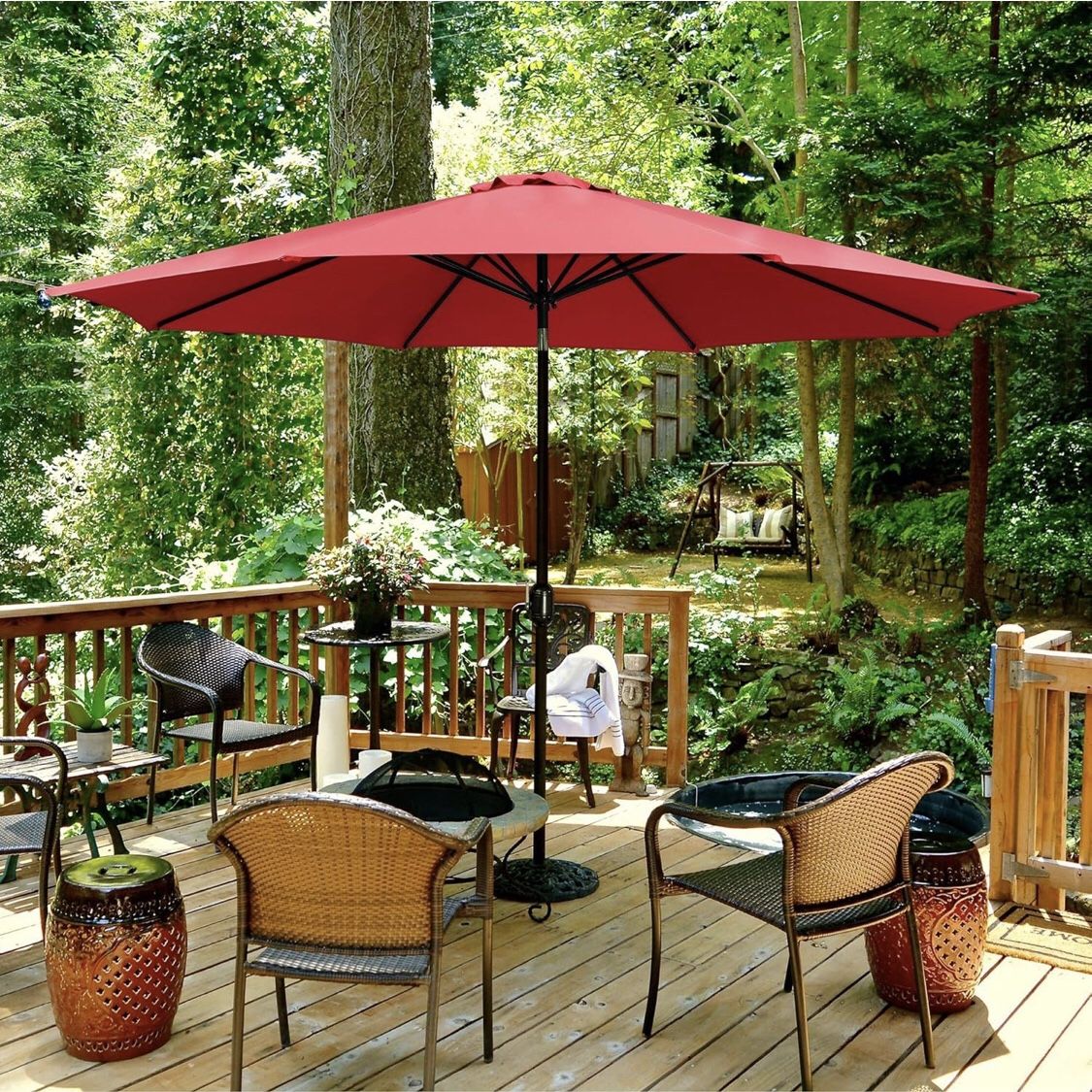 NEW Patio Umbrella Extra Large Market Umbrella 11 Foot Tilt Adjustable