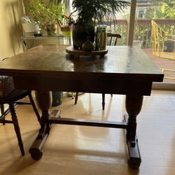 Antique English Oak Draw Leaf Dining Table 