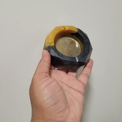 Handmade Resin Ashtray Black and Gold