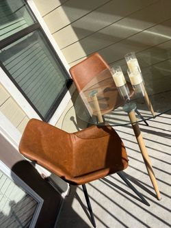 Round Glass Dining Table with Two Chairs
