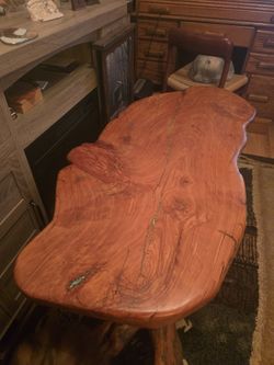 Live Edge Turquoise Inlay Solid Wood Coffee Table