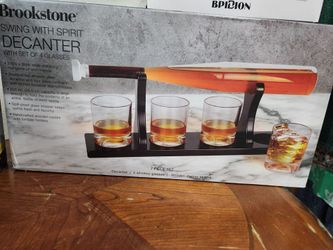 Brookstone Swing With Spirit Baseball Bat Decanter Set