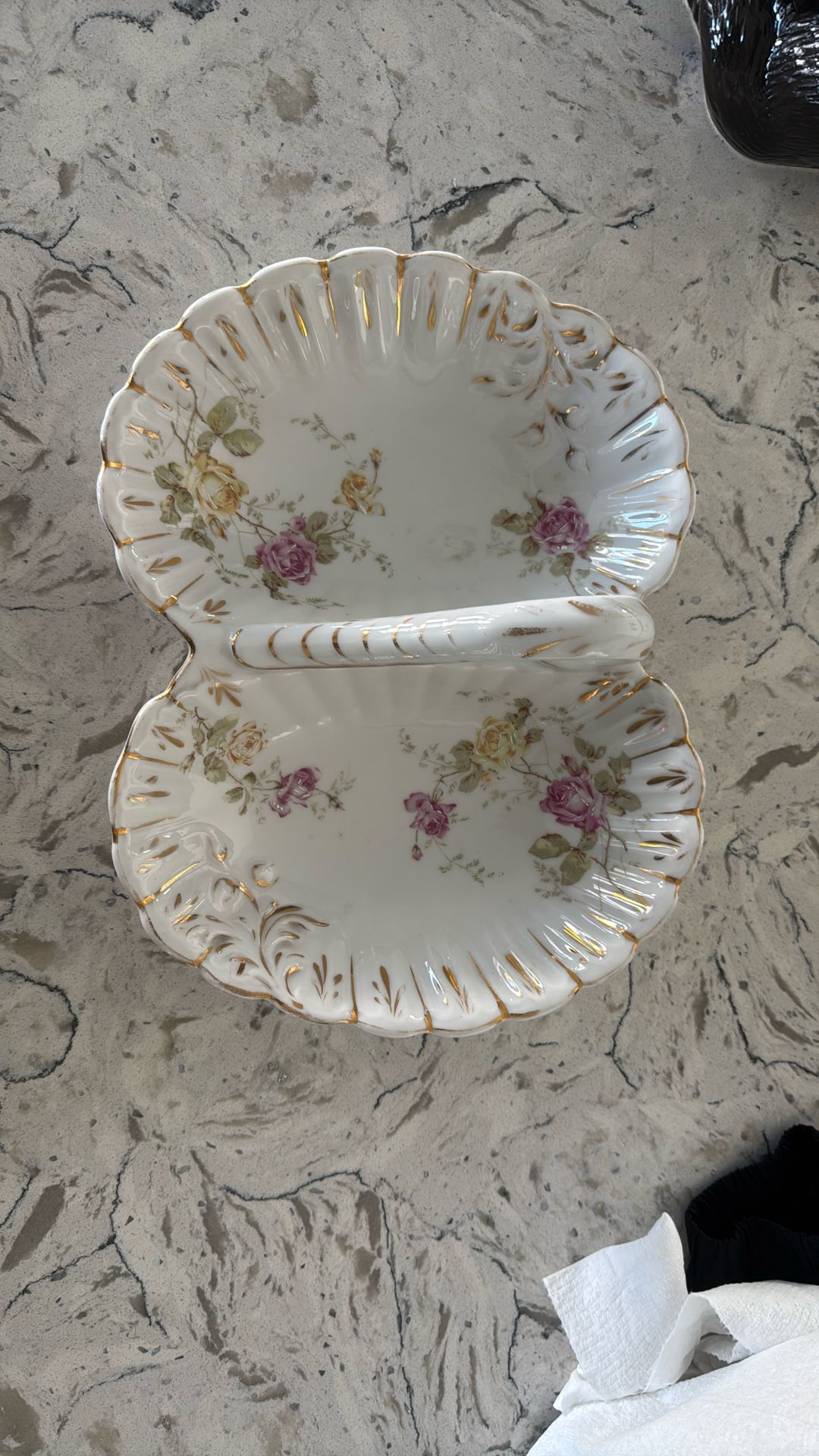 Antique KPM Porcelain Divided Bowl/ Dish