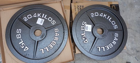OLYMPIC WEIGHT PLATES. 2X45.LBS.BRAND NEW IN BOX