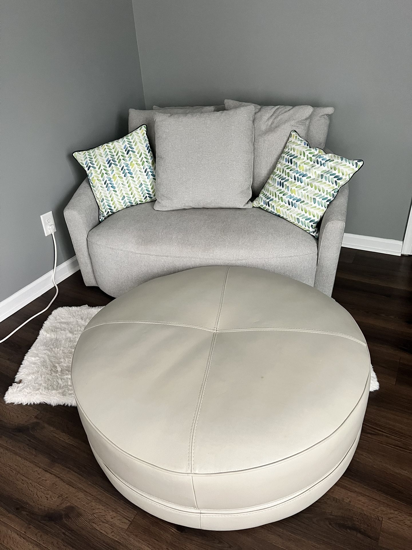 Chair With Leather Ottoman