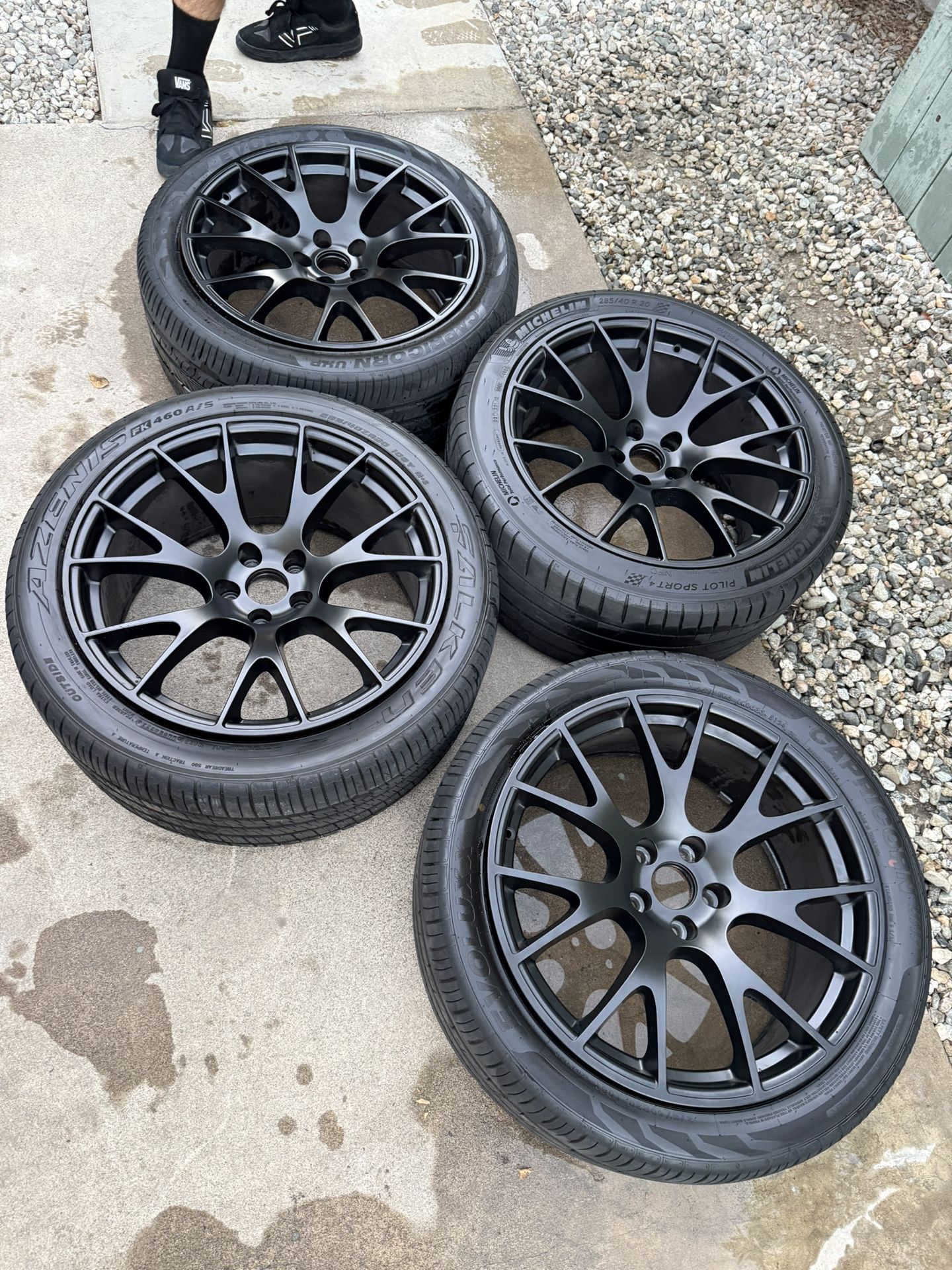 Hellcat Style Matte Black Wheels w/ Tires - fits Charger and Challenger