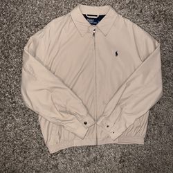 Polo Ralph Lauren Khaki Windbreaker Jacket Large Unisex Vintage Great Condition