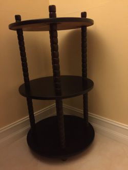 CORNER TABLE, HEAVY WOOD.