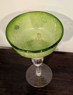 Vintage Millefiori Style Margarita Goblet Hand Blown Bubbles