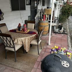 Wine Barrel Table With  Stools And Dining Table With Matching Chairs 