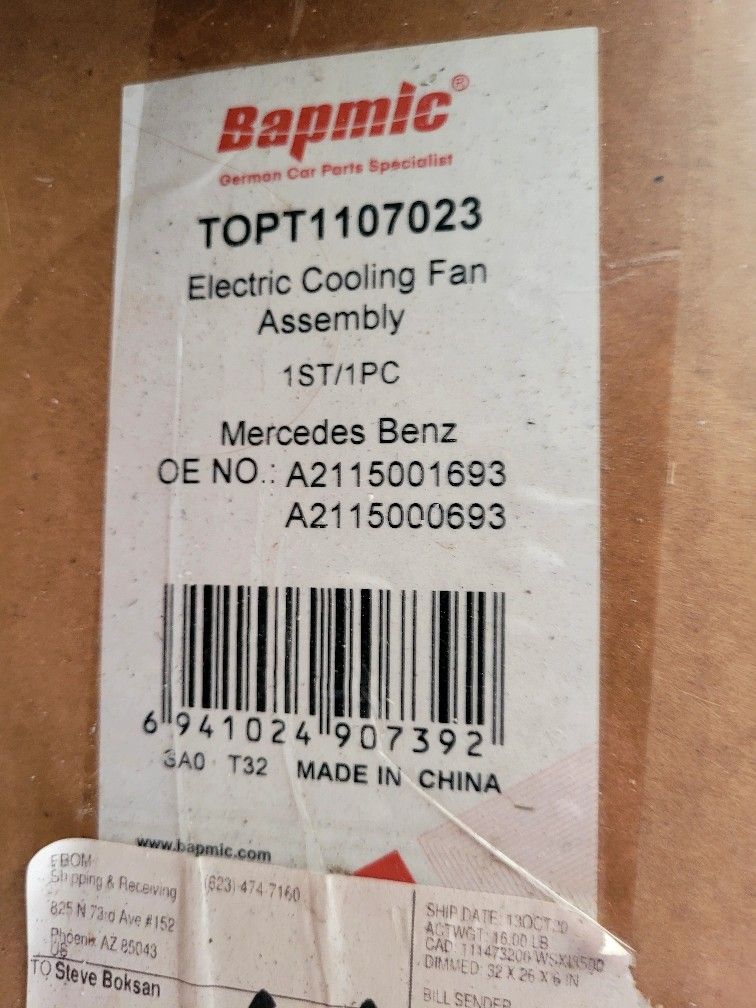 MERCEDES-BENZ E350 RADIATOR COOLING FAN ASSEMBLY A211(contact info removed) OEM