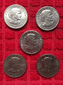 (5) Susan B. Anthony coins $125.00 CASH, TEXT FOR PRICES