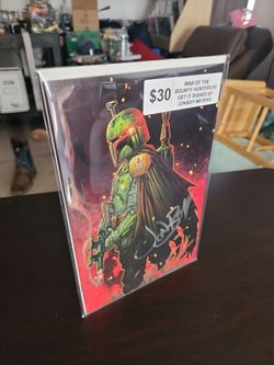 Star Wars War Of the Bounty Hunters 3 Boba Fett exclusive cover comic signed by Jonboy Meyers NM