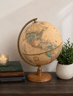 Vintage Style World Globe on Wooden Stand