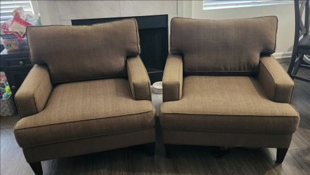 Pair of Brown Upholstered Armchairs