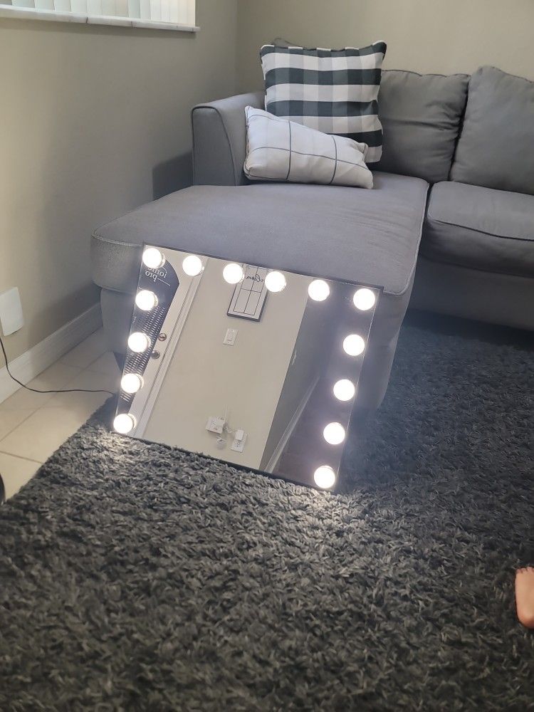 Impressions Vanity Hanging Mirror With 3 Color Light Changing 