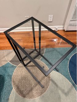 Two glass top end tables