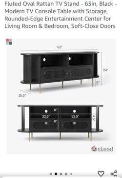 Fluted Oval Rattan TV Stand 63"