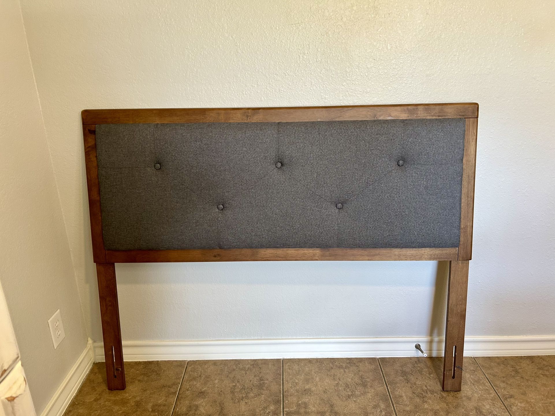 Wooden Brown Grey Headboard Full Size Cabecera