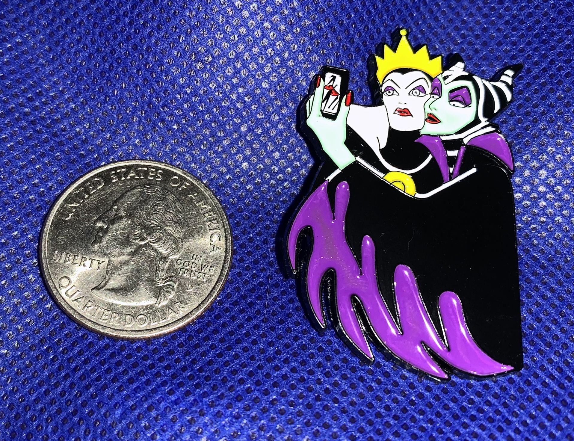 Female Villains Characters Enamel Metal Pin Wicked Evil Queen and Maleficent take a selfie