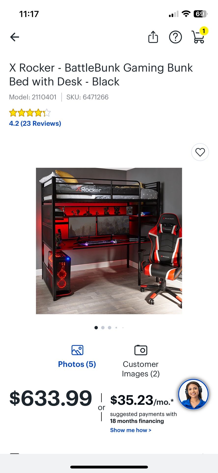 Gaming Bunk Bed With Desk.
