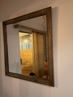 Large Wall Mirror with Wood Frame